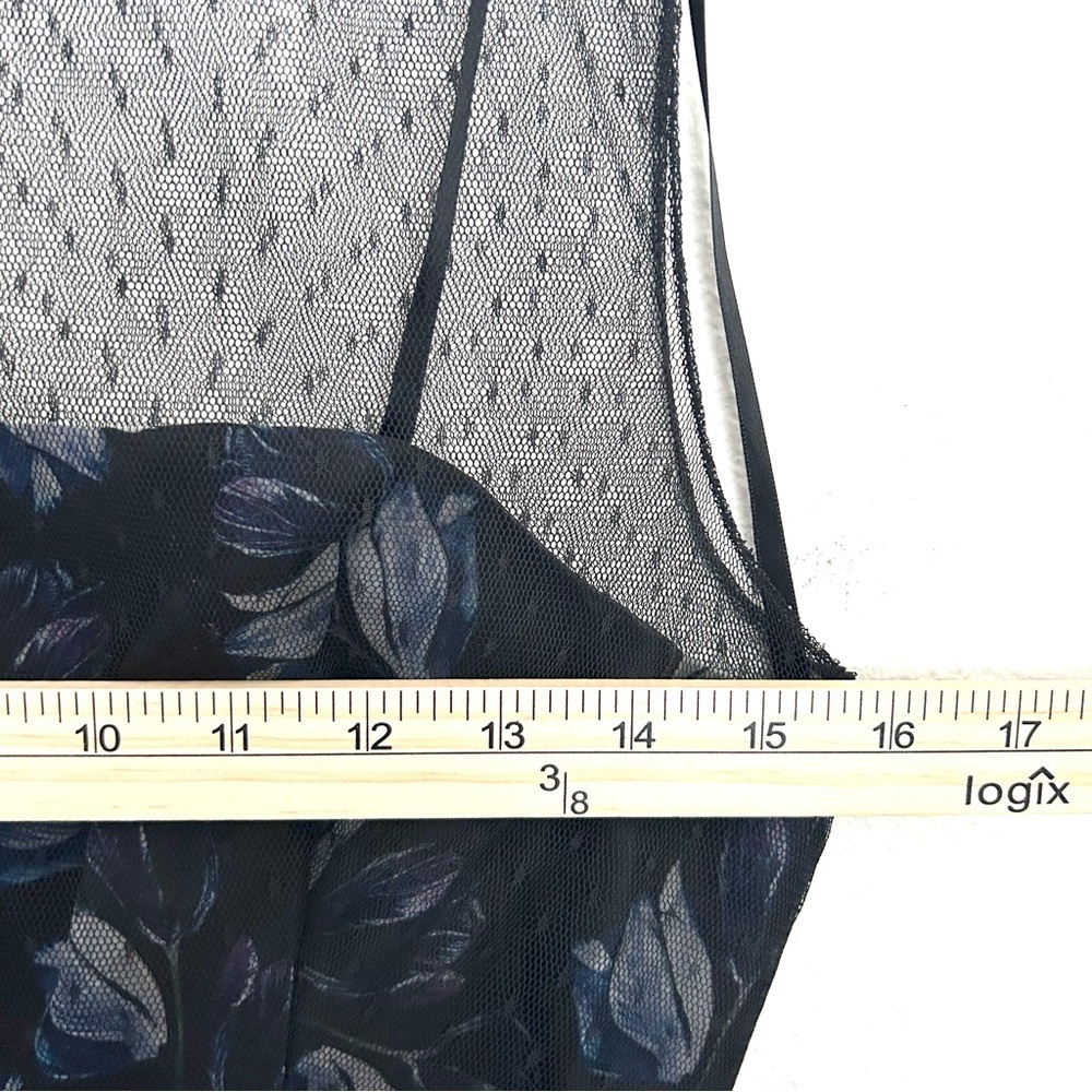 Jill Stuart Silk Floral Cocktail Dress Illusion Dark Romantic Blue Black Size 4 - Picture 9 of 15